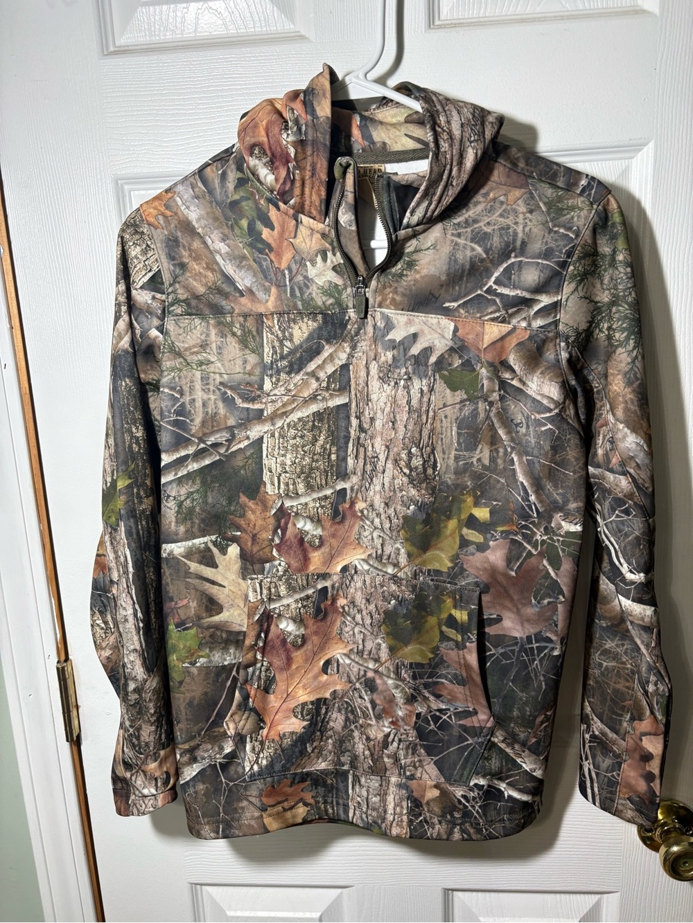 RedHead Boys Camo Hooded Pullover in Brown Green Tan